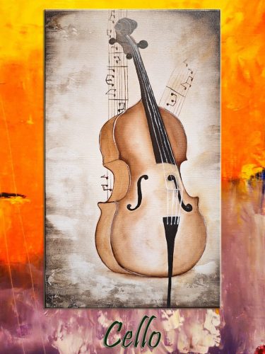 Cello / oil, 30x50 cm, stretched canvas /