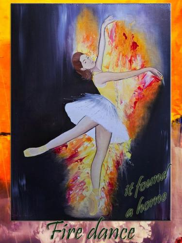 Fire dance / oil, 30x40 cm, wood fiber /