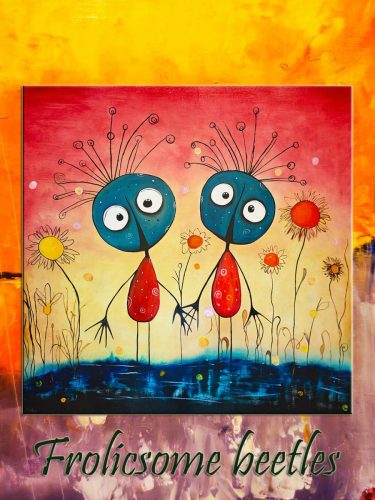 Frolicsome beetles / oil, 70x70 cm, wood fiber /
