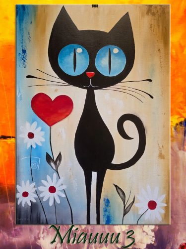 Miauuu 3 / oil, 70x50 cm, wood fiber /