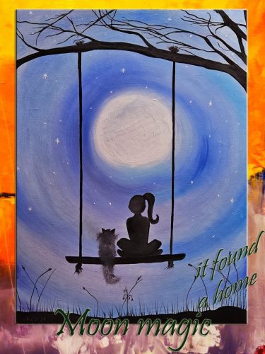 Moon magic / oil, 30x40 cm, wood fiber /